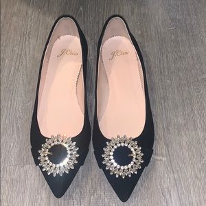 J. Crew Suede Jeweled Strap Flat